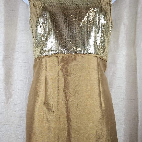 NWOT Talbots gold bronze sequined silk shift dress Womens 12 - Picture 9 of 9